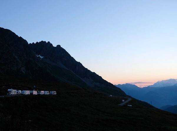 Tour de France scenic mountain views at sunset