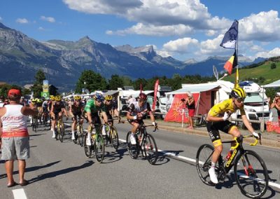 Tour de France cyclists in the mountains Megeve