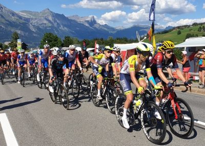 Tour de France cyclists in the mountains Megeve